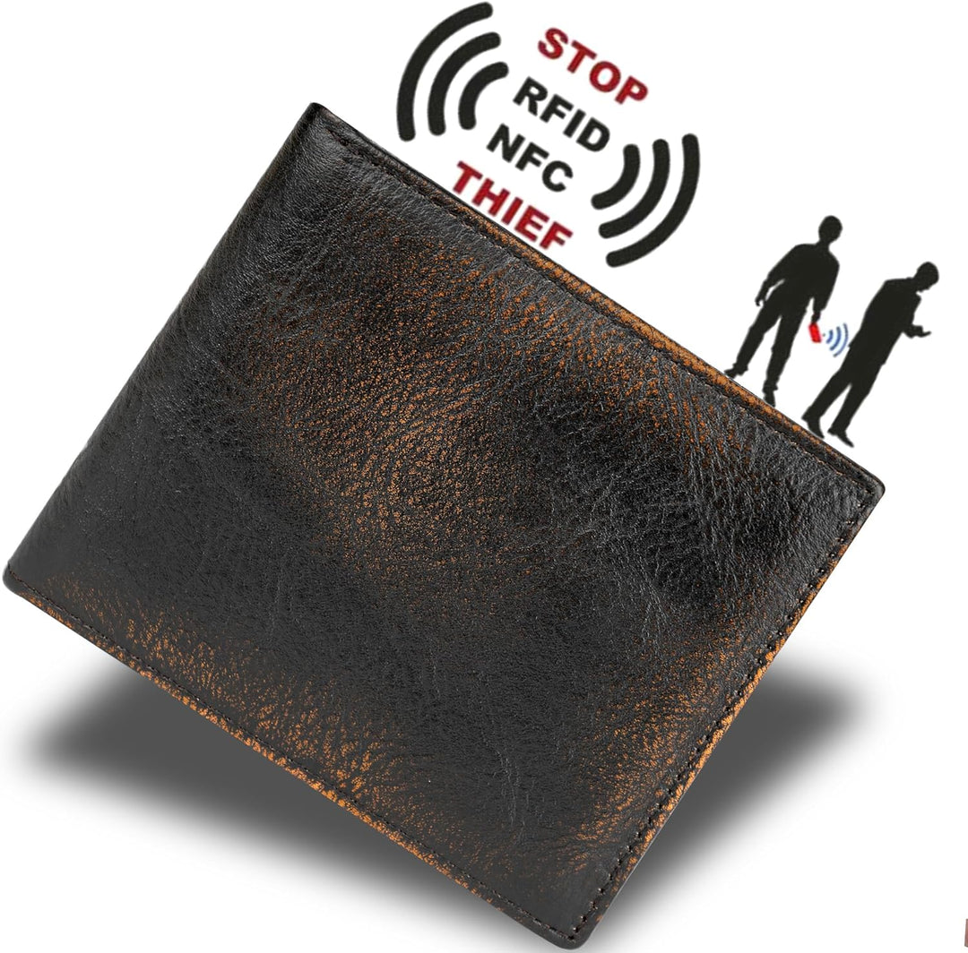DK86 Cartera de cuero genuino para hombre, billetera biplegable con...