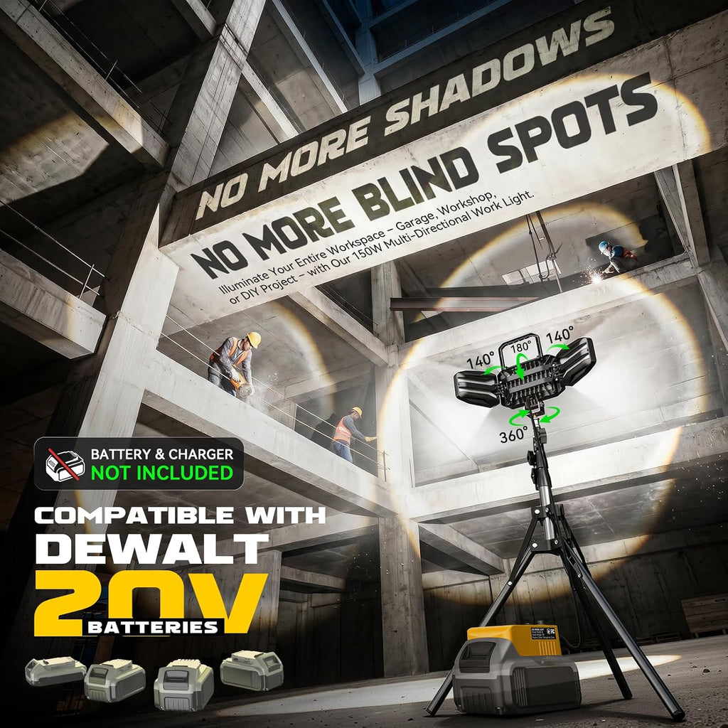 Luces de trabajo LED con soporte de 5.2 ft compatibles con batería DeWalt