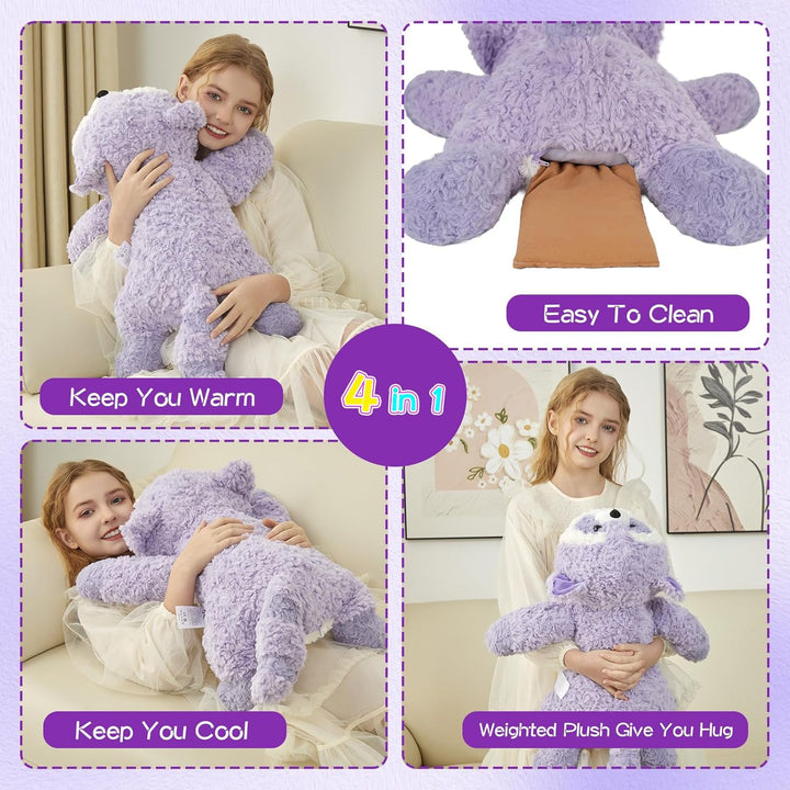 GILFWM Peluche de mapache con peso de 27 pulgadas, 5 libras, calent...