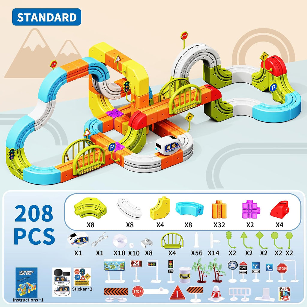 Juego de tren eléctrico 208PCS de lujo 3D STEM Track Toy