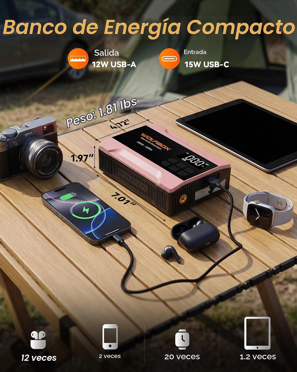 WOLFBOX Arrancador del salto MV10A 2000A con el compresor de aire