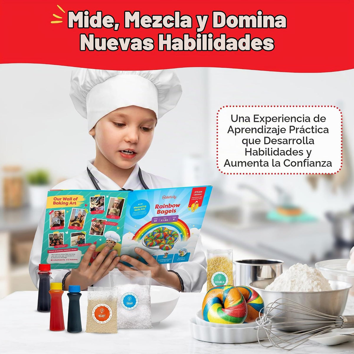 Baketivity Rainbow Bagel Kids Baking Kit con Pre-Measured Ingredients