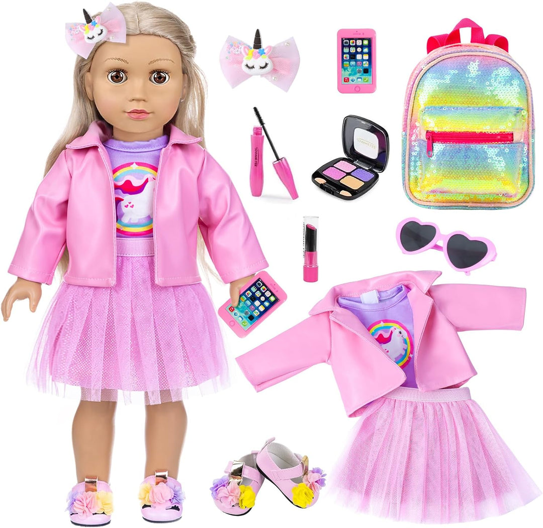 ZNTWEI American Doll - Accesorios de maquillaje y ropa de 18 pulgad...