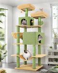 Globlazer - Torre para gato con forma de cactus de 76 pulgadas extra alta con varios niveles, muebles para gatos con condominios acogedores, juguetes interactivos y perchas para gatos grandes