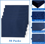 Paquete de 50 carpetas de archivos de dos bolsillos con ranura para tarjetas de visita, papel texturizado, tamaño carta, capacidad para más de 100 hojas para la escuela, oficina, negocios