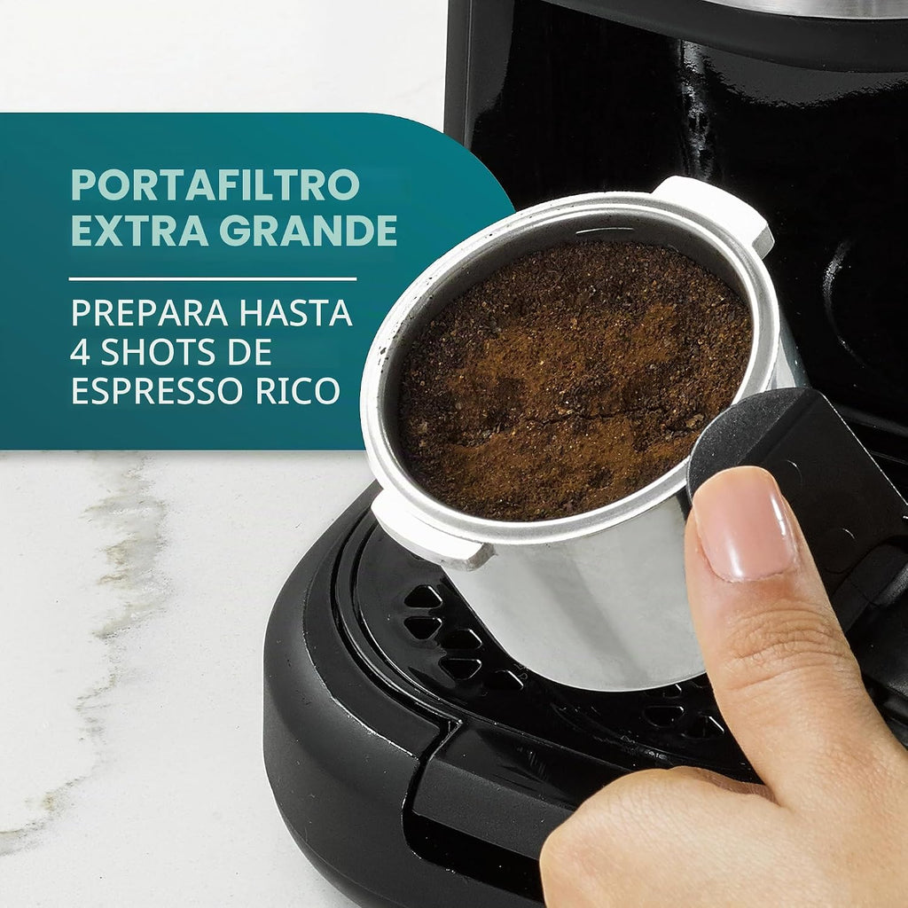 Mr. Coffee máquina al vapor de 4 tazas para preparar café expreso, capuchino y café con leche con jarra de espuma de acero inoxidable