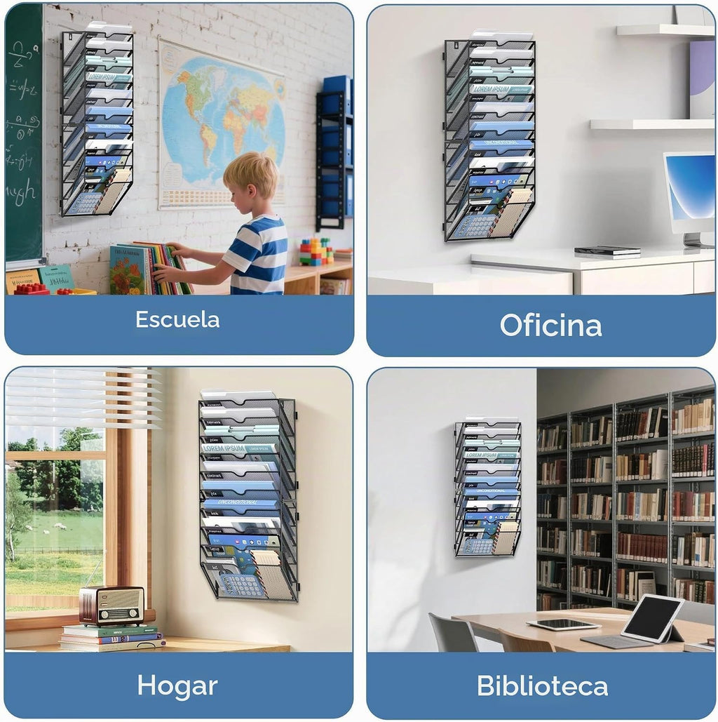Organizador de archivos de pared de 10 niveles, soporte de correo