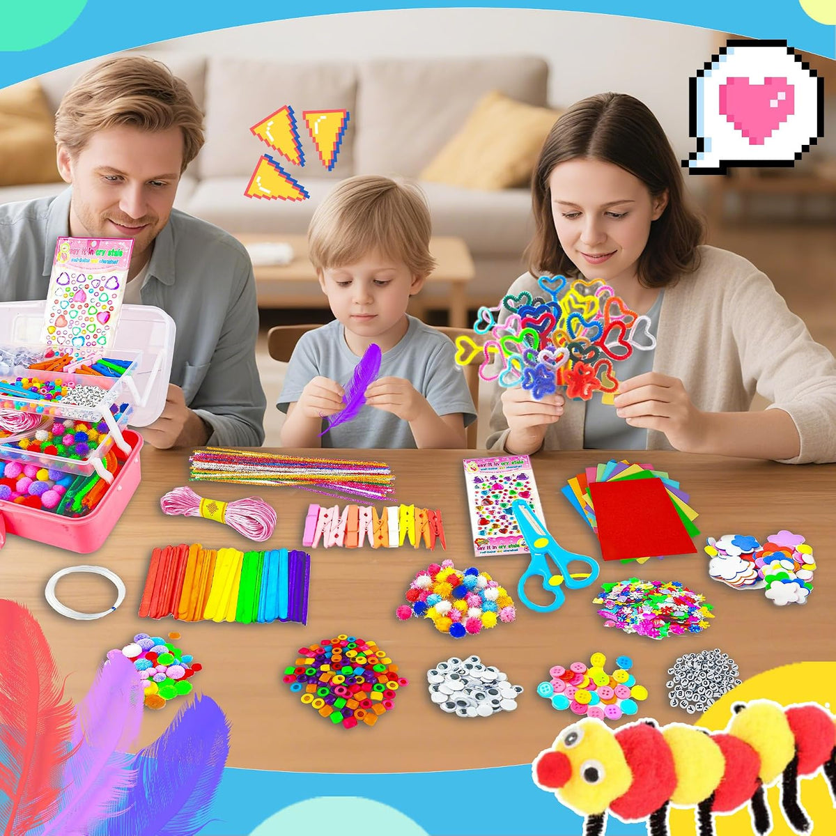 SMILESSKIDDO Suministros de manualidades para niños, más de 1400 piezas de