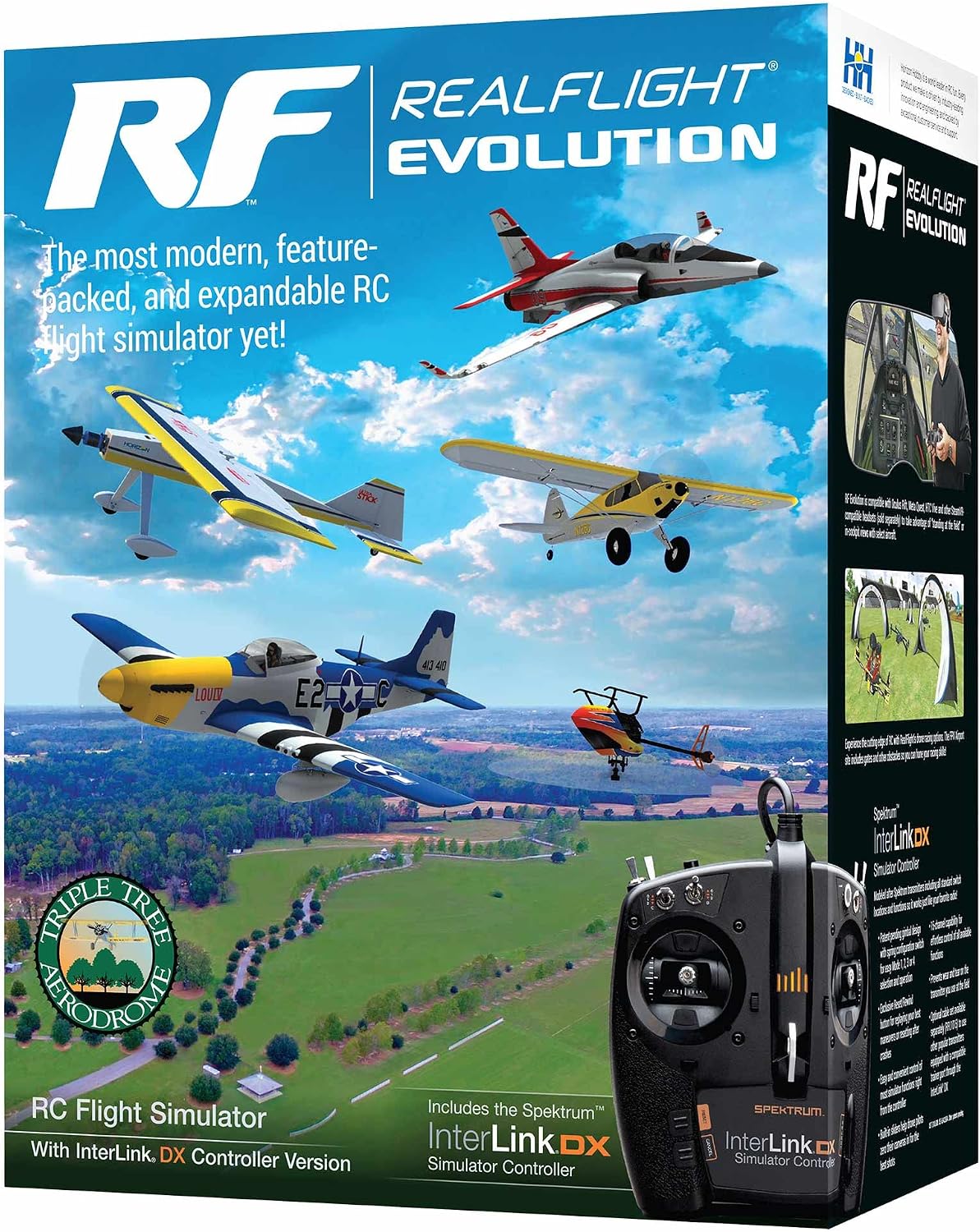 Software de simulador de vuelo RC REALFLIGHT Evolution con controlador Interlink DX incluido, simuladores RFL2000 compatibles con cascos VR, opciones multijugador en línea