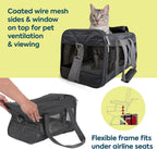 Sherpa Transportador de mascotas aprobado por aerolíneas con marco de alambre de resorte, transportador de gatos y perros para viajes de aerolíneas y visitas al veterinario, ventilación de malla, cremalleras de bloqueo, gris carbón, grande