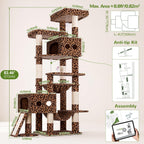 Globlazer Torre alta para gatos de varios niveles resistente de 83 pulgadas