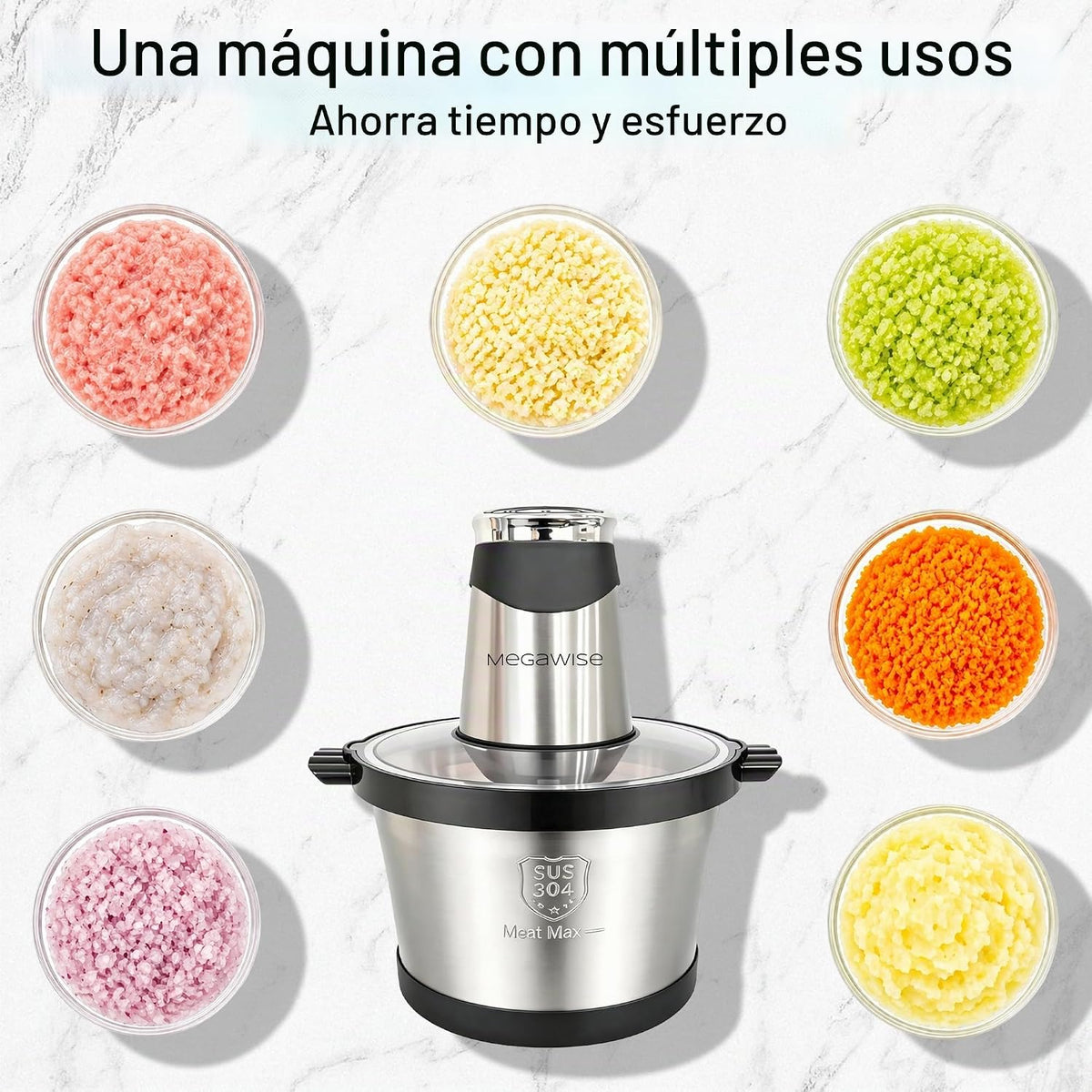 MEGAWISE Procesador eléctrico de alimentos, picadora de carne de 1000 W y