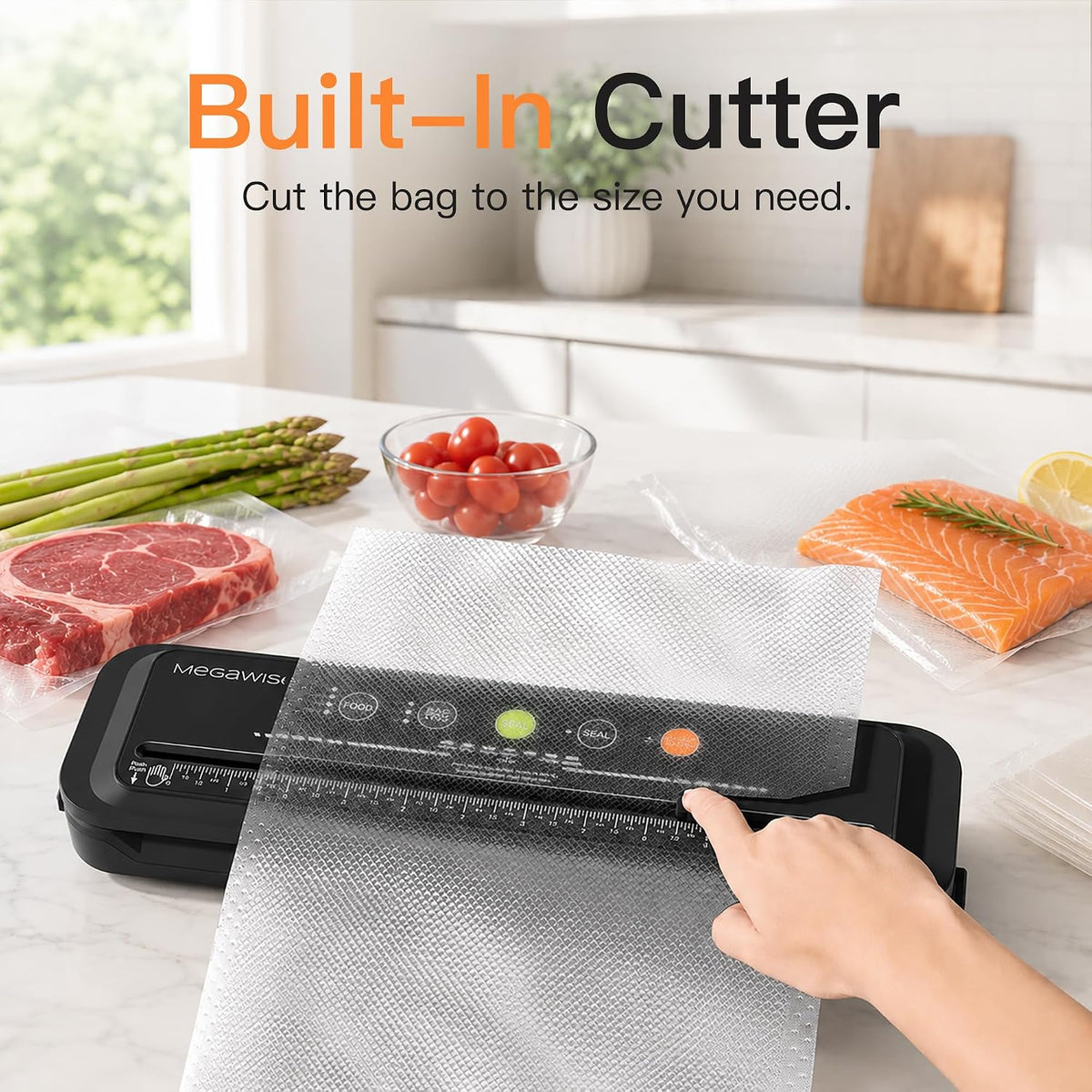 MEGAWISE Sellador al vacío 80kPa, sellador automático de alimentos con