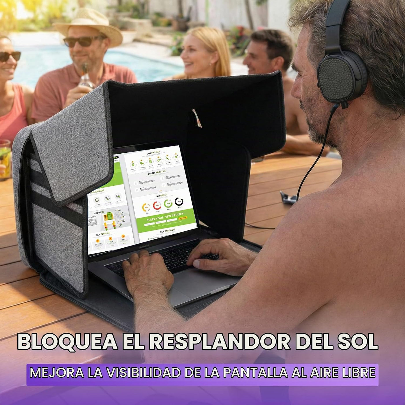 Parasol para laptop para exteriores y carcasa rígida 2 en 1, tienda...