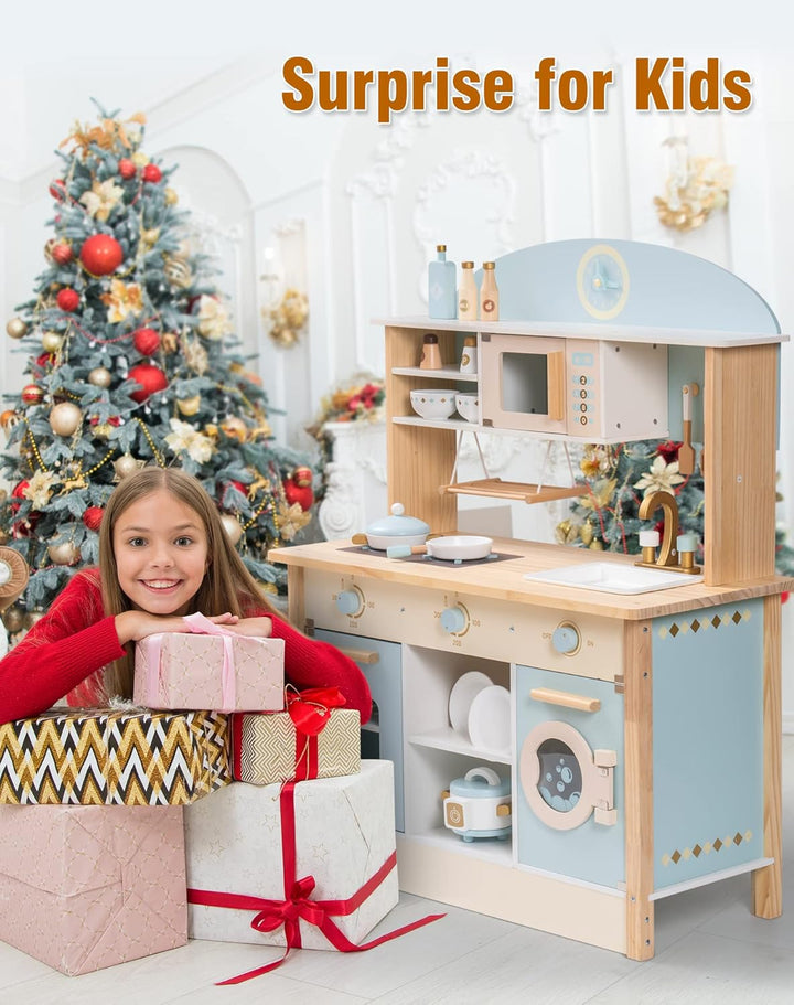 ROBOTIME Cocina de madera para niños, juego de cocina de juguete pa...