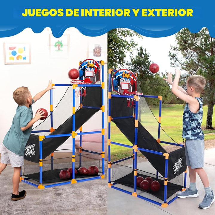 JOYIN Juego de baloncesto arcade con 4 pelotas y aro para ni