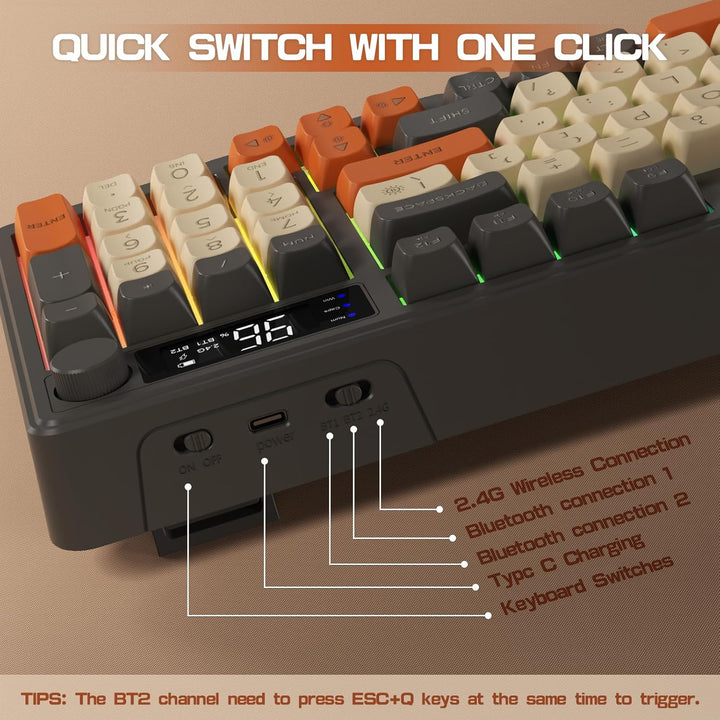 LexonElec Teclado Inalámbrico para Juegos M96, Control de Perilla B...