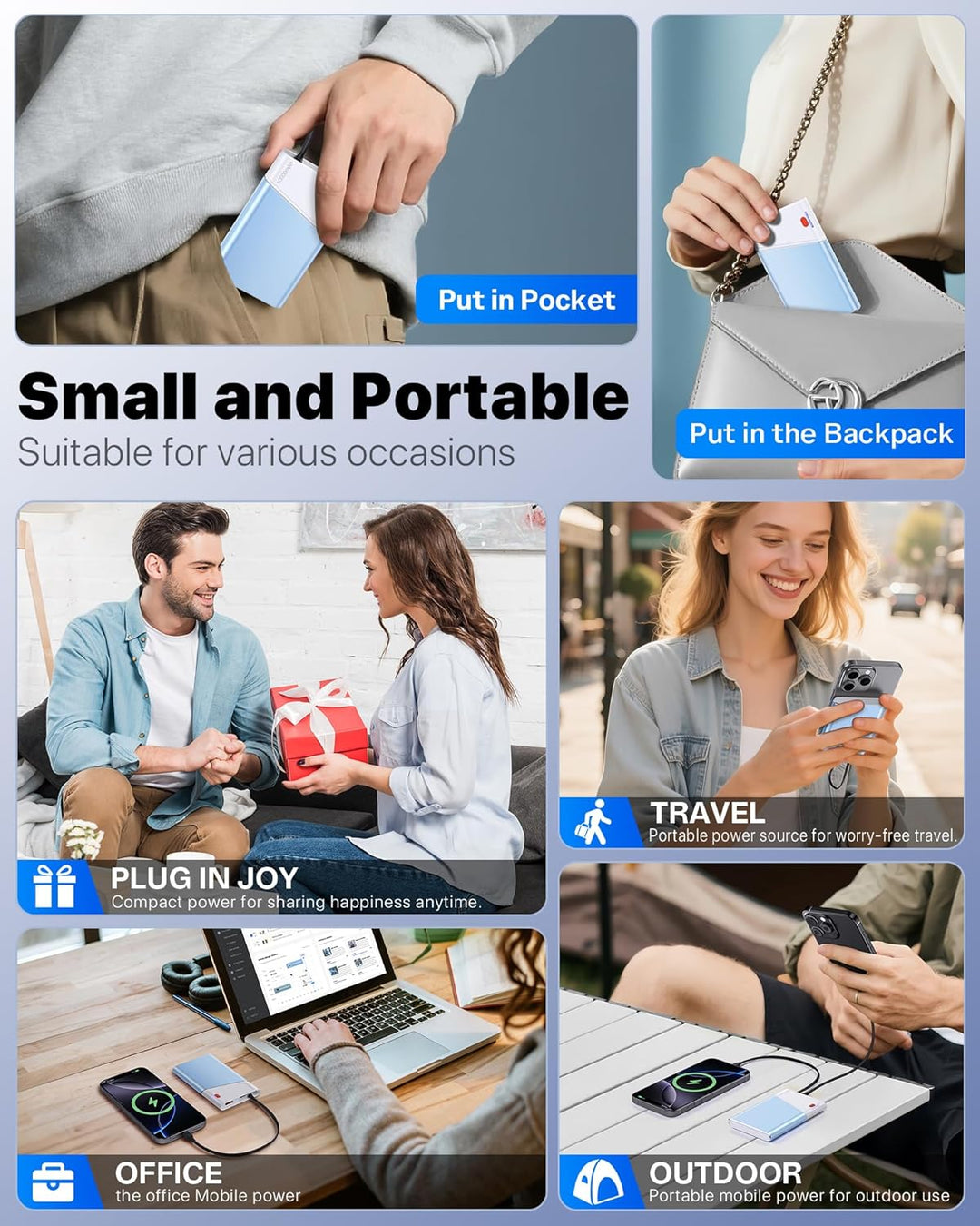 Aaoyun Cargador Portátil Power Bank, Power Bank de 10000mAh 22.5W P...