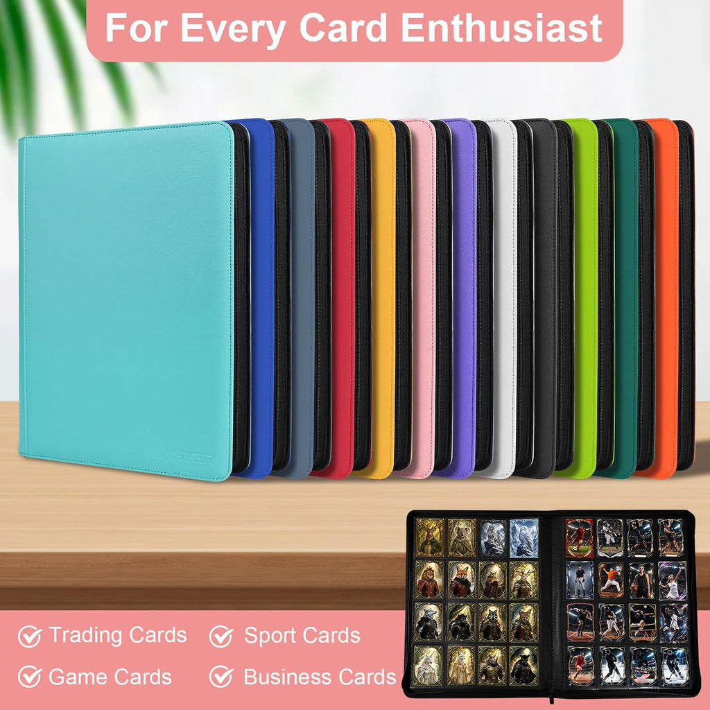 BYSTER Carpeta de tarjetas de PU de 16 bolsillos con cremallera, color rosa