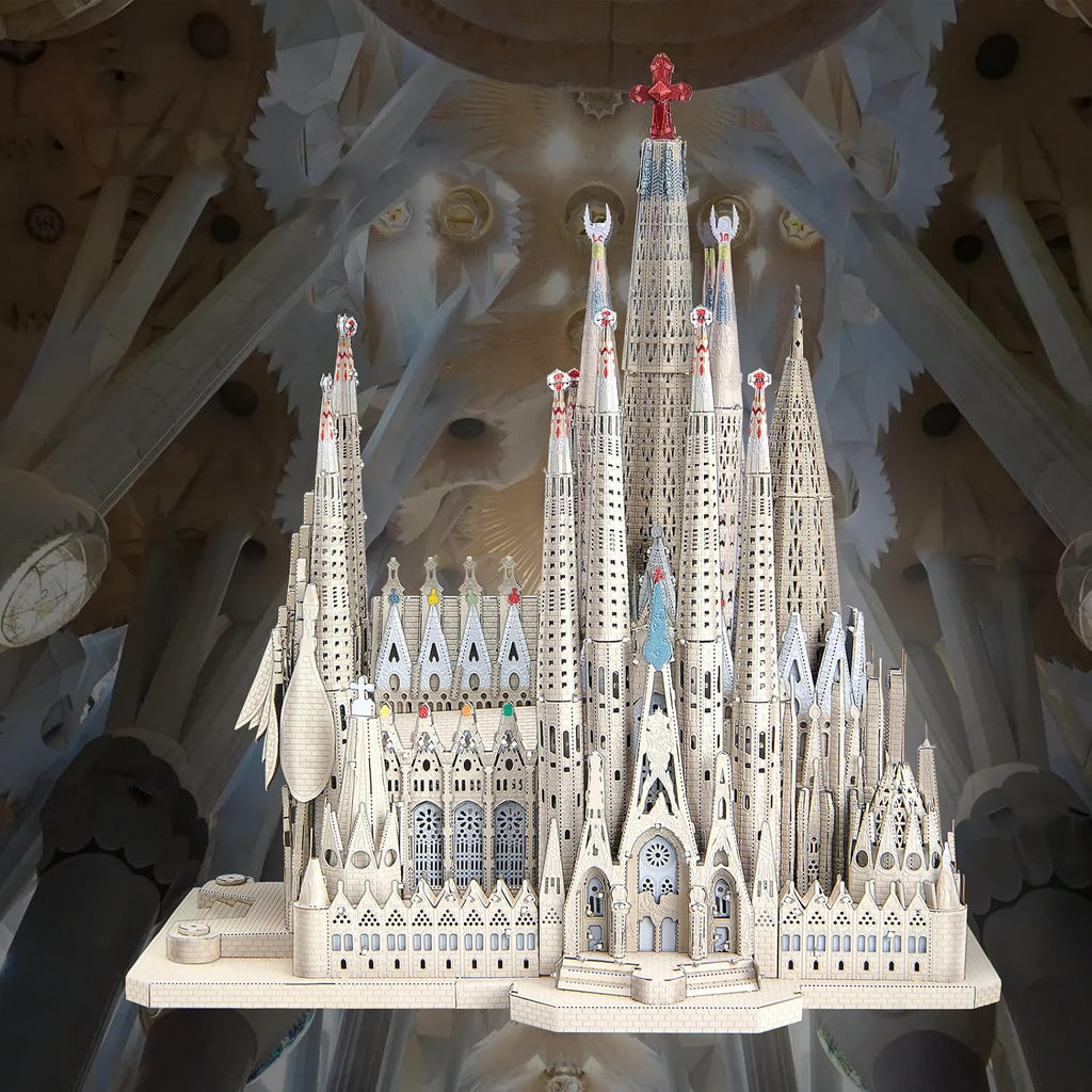 Piececool Rompecabezas de metal 3D para adultos y adolescentes, kit de modelo de metal de La Sagrada Familia, manualidades de bricolaje para adultos, catedral española, juego de construcción de arquitectura, 450 piezas
