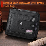 BULLCAPTAIN Billetera de cuero genuino para hombre con cremallera,...