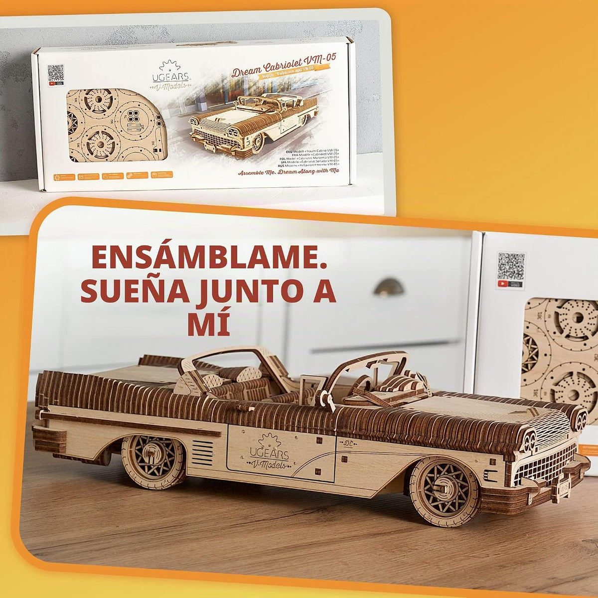 UGEARS Dream Cabriolet VM-05 - Rompecabezas de madera 3D para adultos