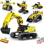 LECPOP Juguetes de construcción 5 en 1, kit de robótica STEM, 430 piezas de bloques RC Robot Erector, aplicación y control remoto, kits de ciencia de excavadora para niños de 6, 7, 8, 9, 10, 11, 12-14