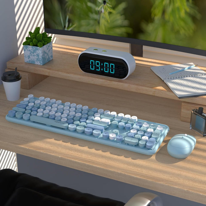 UBOTIE Teclado inalámbrico colorido para computadora y mouse óptico...