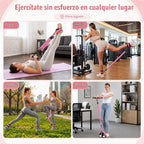 WHATAFIT Banda de Resistencia con Pedal con Mangos y Correas para Tobillo 3 Niveles Gimnasio en Casa