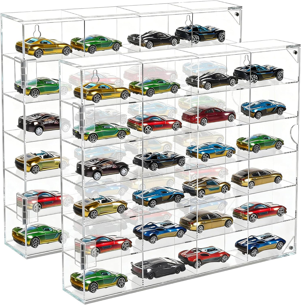 2 Pack Acrylic Display Case para Hot Wheels Storage 1/64 Scale