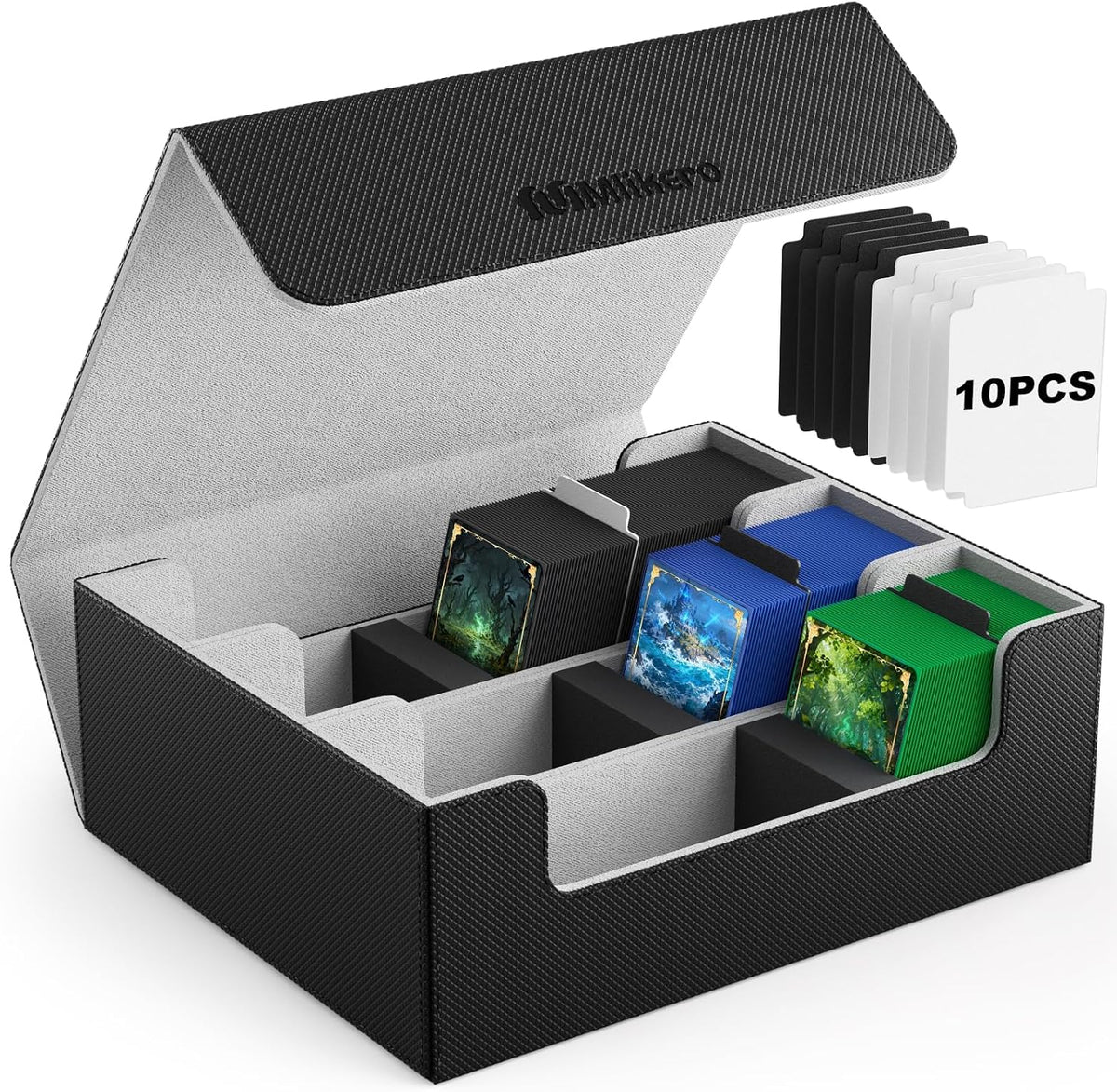 Mlikero Caja de almacenamiento de tarjetas coleccionables, almacenamiento de tarjetas a granel para más de 1800 tarjetas con funda, organizador de tarjetas de cierre magnético de piel sintética con 10
