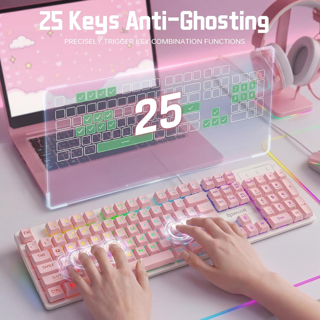 Redragon Combo de teclado y mouse para juegos S107WP actualizados,...