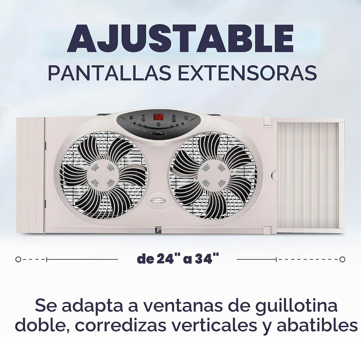 Bionaire Ventilador de Ventana con Aspas de Flujo de Aire Reversibl...