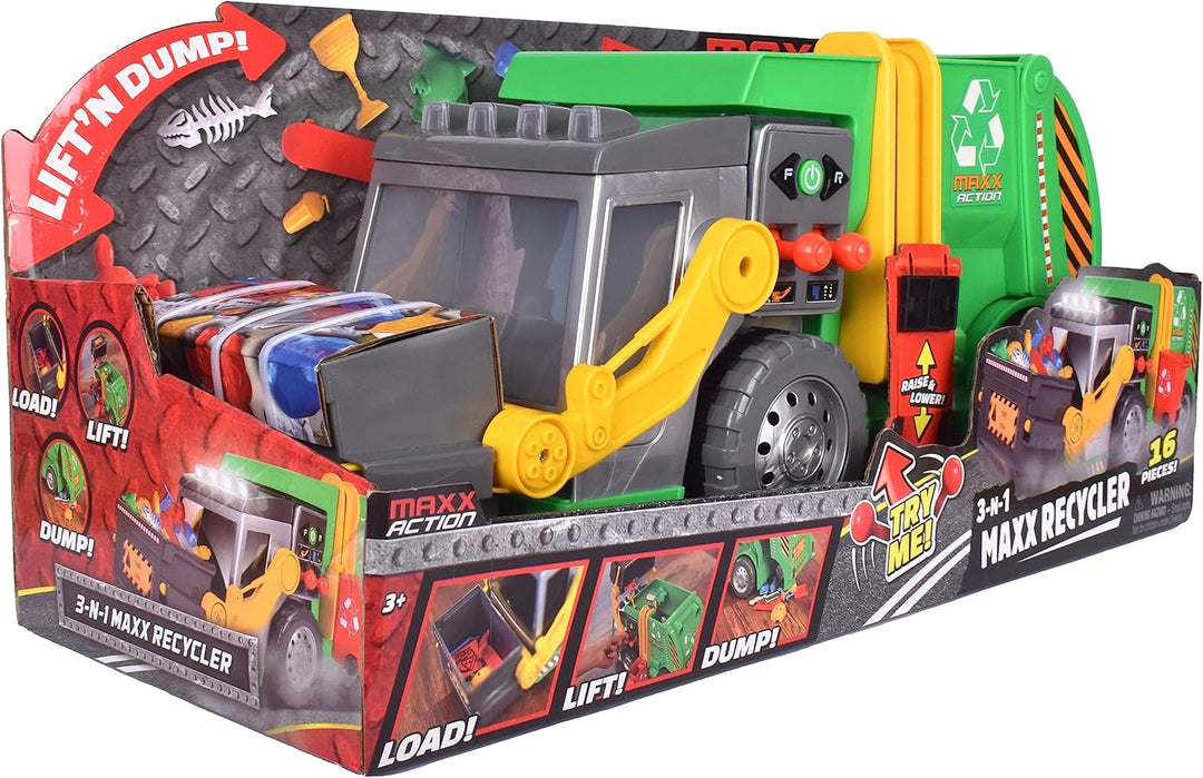 Maxx Action Juego de Camión de Basura Motorizado Grande de 19"...
