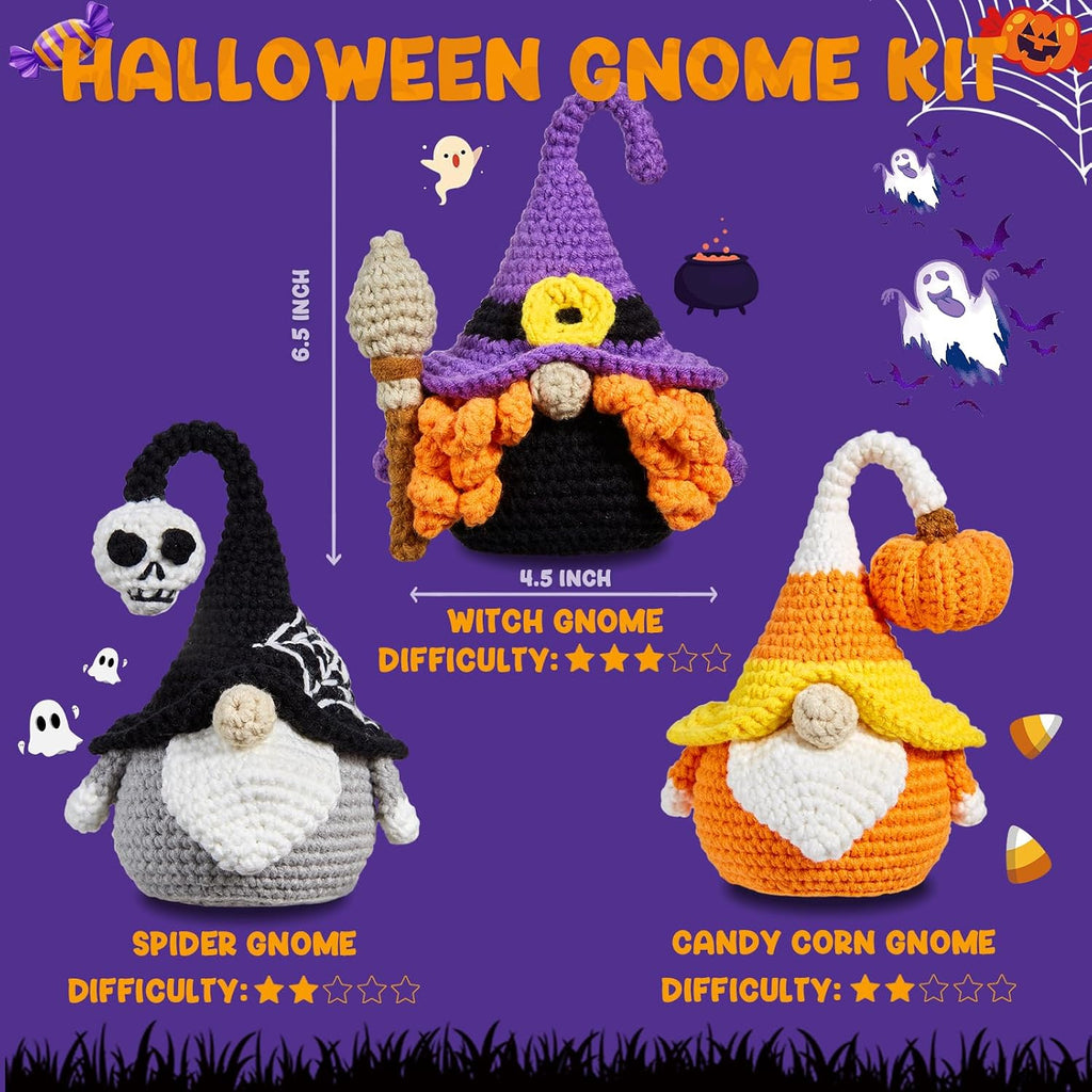 MAGIMUSE Kit de ganchillo para principiantes, kit de inicio de ganchillo para adultos, kit de ganchillo para Halloween, amigurumi, kits de animales de ganchillo, juego de hilo con tutoriales en video