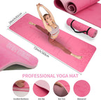 Alfombrilla de yoga gruesa, 6 bandas de resistencia de tela, paquete de 2 bloques de yoga, equipo de entrenamiento en casa, kit básico de inicio para principiantes de tonificación de cuerpo