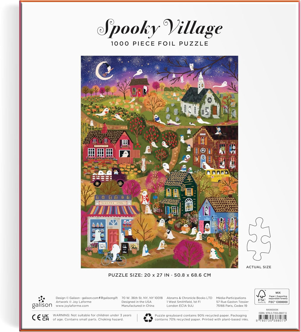 Galison - Rompecabezas de 1000 piezas de Spooky Village con papel de