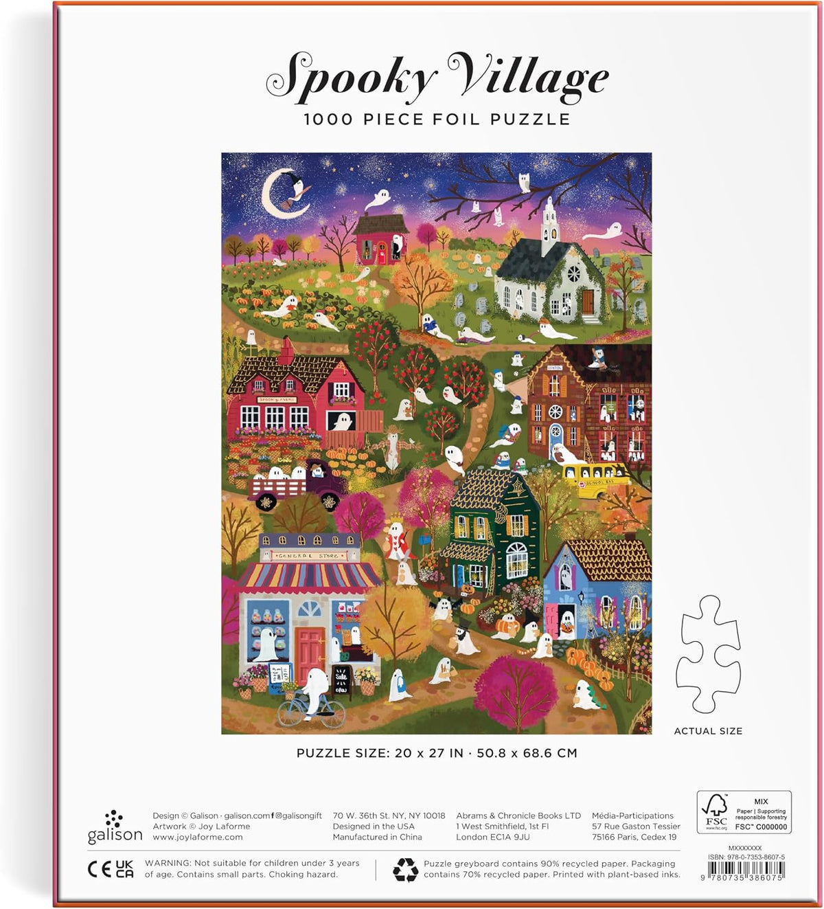 Galison - Rompecabezas de 1000 piezas de Spooky Village con papel de