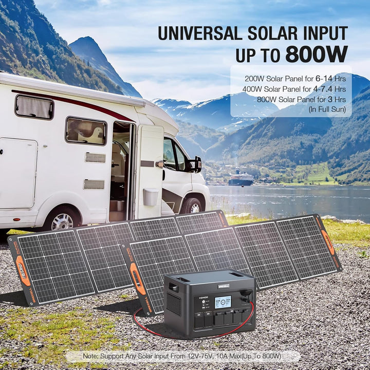 Estación de energía portátil de 2400 W, 1843 Wh, generador solar Li...