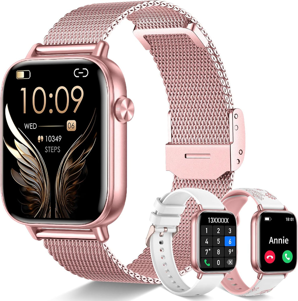 Reloj inteligente de 1.83 pulgadas para mujer con llamada Bluetooth (respuesta/marcación), rastreador de actividad física con más de 100 modos deportivos, monitor de frecuencia cardíaca/sueño, podómetro, relojes inteligentes para mujer, compatible con