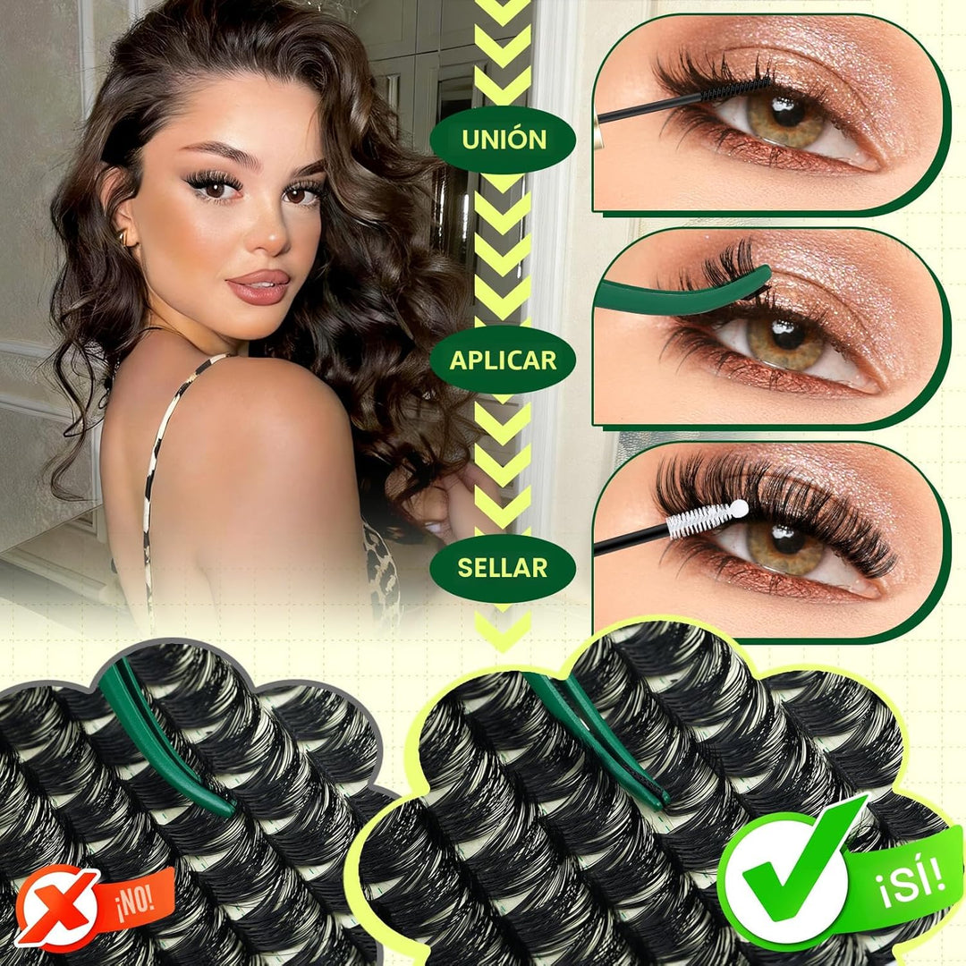 Kit de racimos de pestañas KEYYOU 144 piezas, racimos de pestañas d...