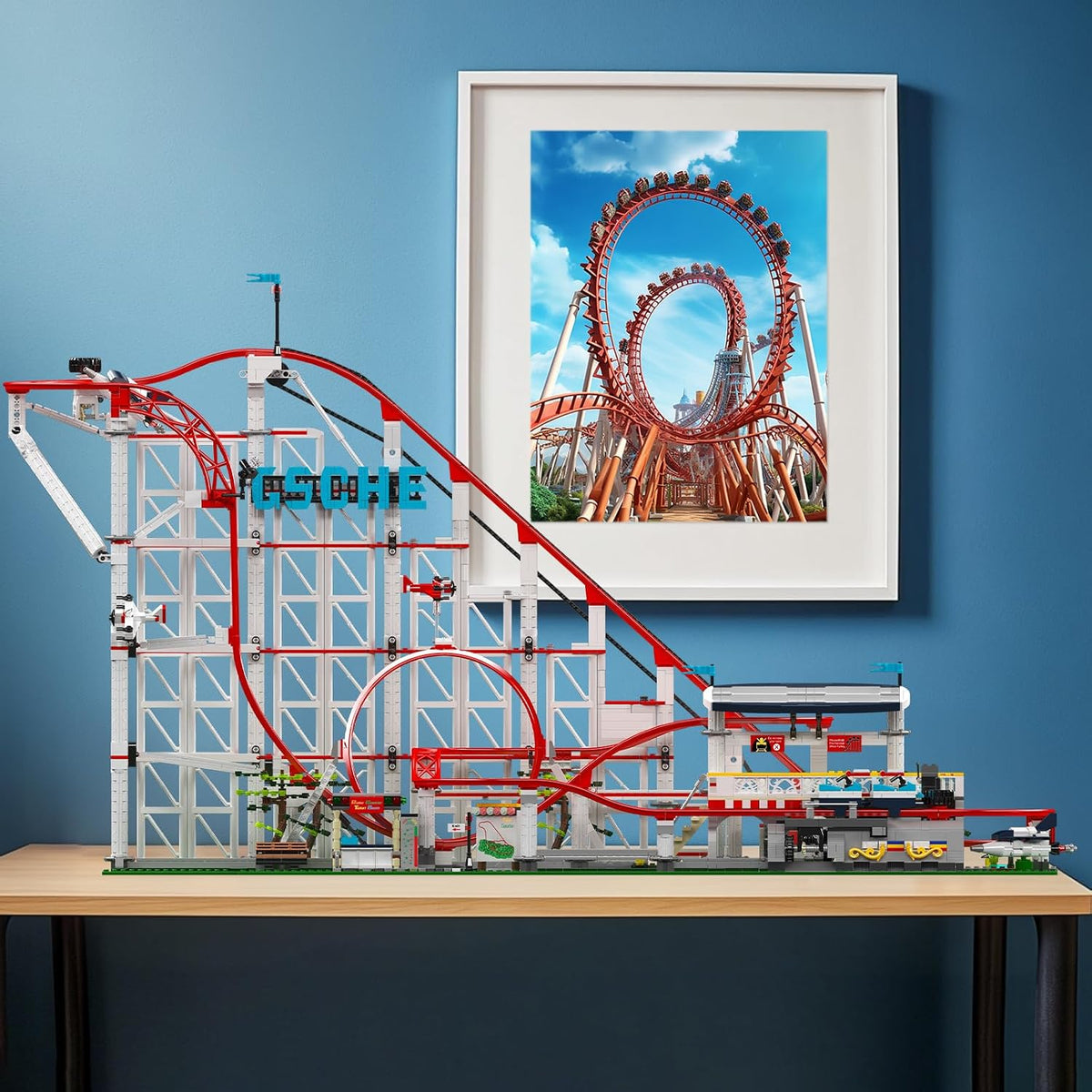 Mould King Juego de construcción de montaña rusa, kit de modelo de posavasos de parque de atracciones grande con motores, regalo creativo para adultos, juguete STEM de ingeniería para adolescentes (3646 piezas)