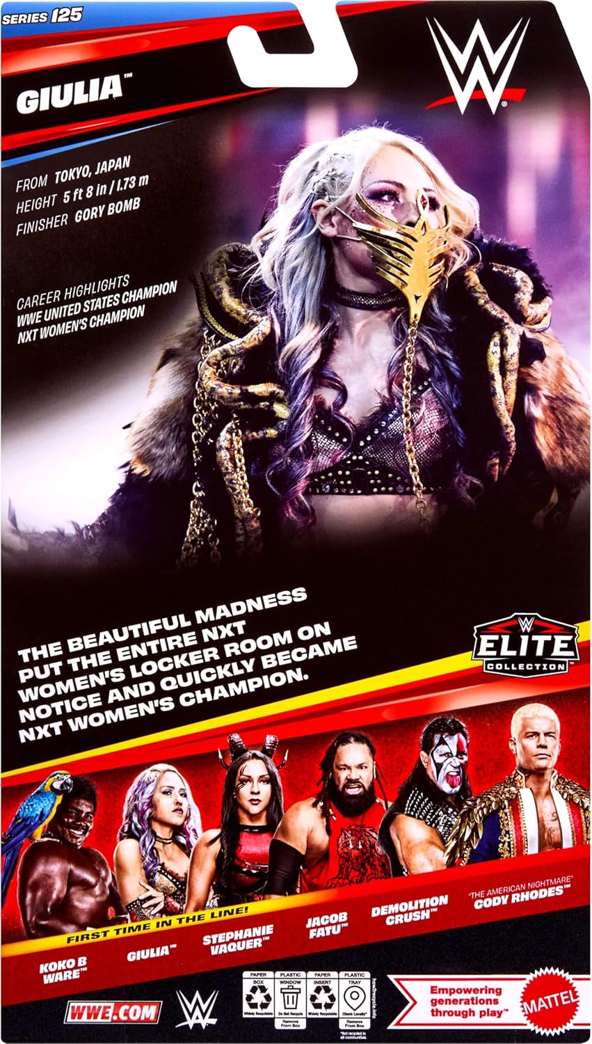 Mattel WWE Elite - Figura de acción y accesorios, serie #125, Giuli...