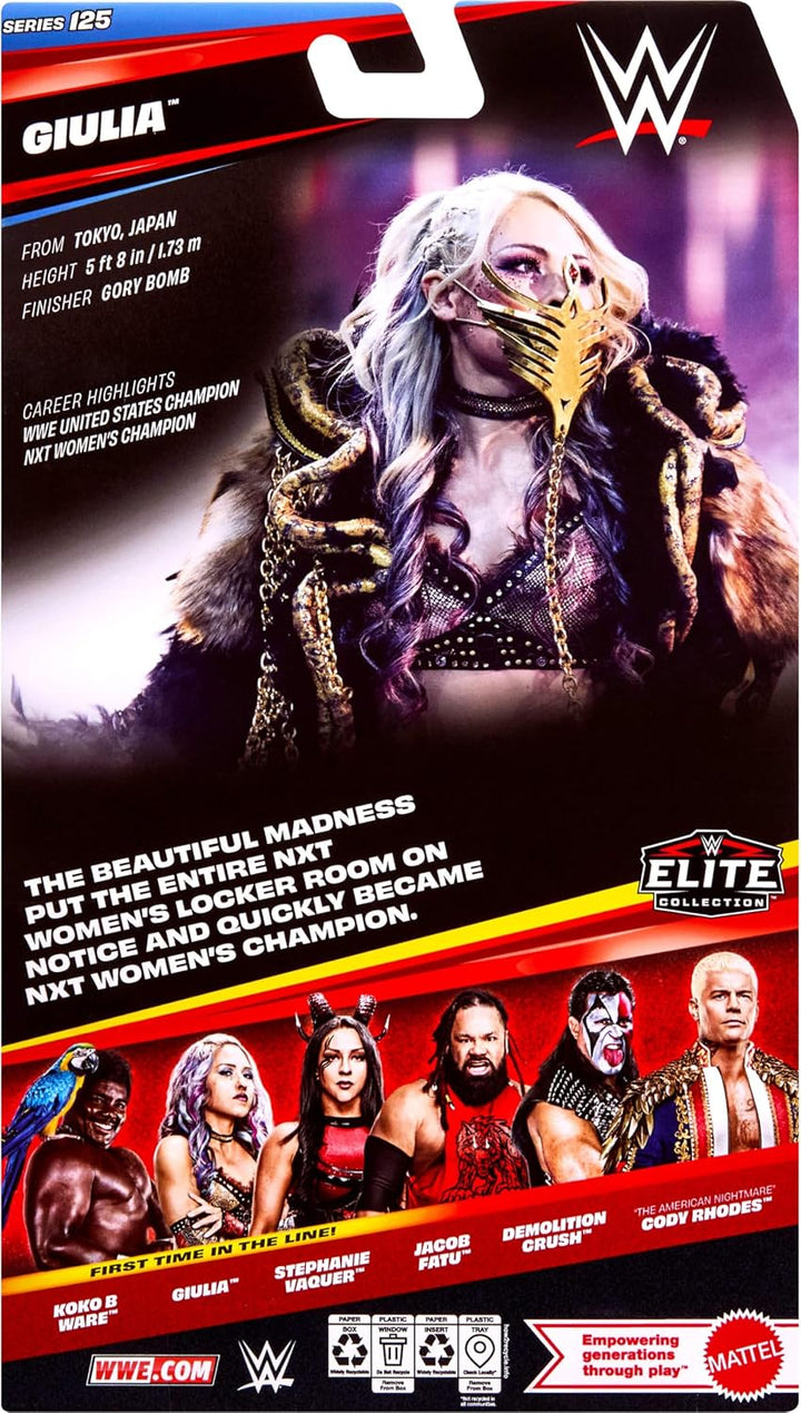 Mattel WWE Elite - Figura de acción y accesorios, serie #125, Giuli...