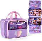 Funda de transporte compatible con muñecas Barbie de 12 pulgadas/6 pulgadas, organizador todo en uno con capacidad para 6-12 muñecas y accesorios, funda de viaje grande para muñecas con asa, solo bolsa (morado)