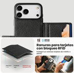 Funda de cuero Crossbody Wallet para iPhone 17 Pro - Negro