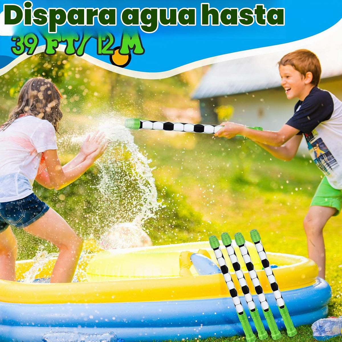 Halloscume 12 piezas de recuerdos de fiesta de fútbol, pistolas de agua de 15 pulgadas a granel para niños, pistolas de chorro de agua, actividades de verano, piscina, patio trasero, playa, juguetes