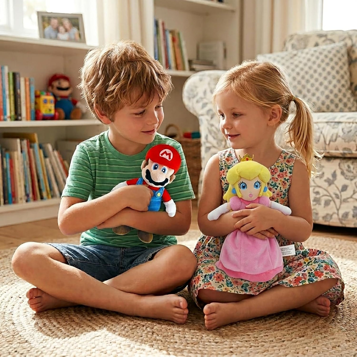 Felskin Juego de 6 juguetes de peluche de Mario, lindos personajes de peluche, incluyendo Mario Luigi Peach Toad Yoshi Egg, colección de figuras de felpa suave, regalo para decoración de habitación de