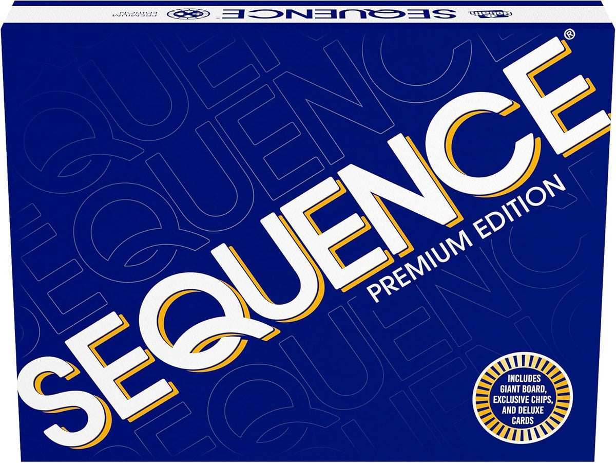 Sequence Premium Edition - Impresionante juego con tablero gigante (20.25 x 26.25 pulgadas), fichas exclusivas y tarjetas de lujo de Goliath, azul, para mayores de 7 años