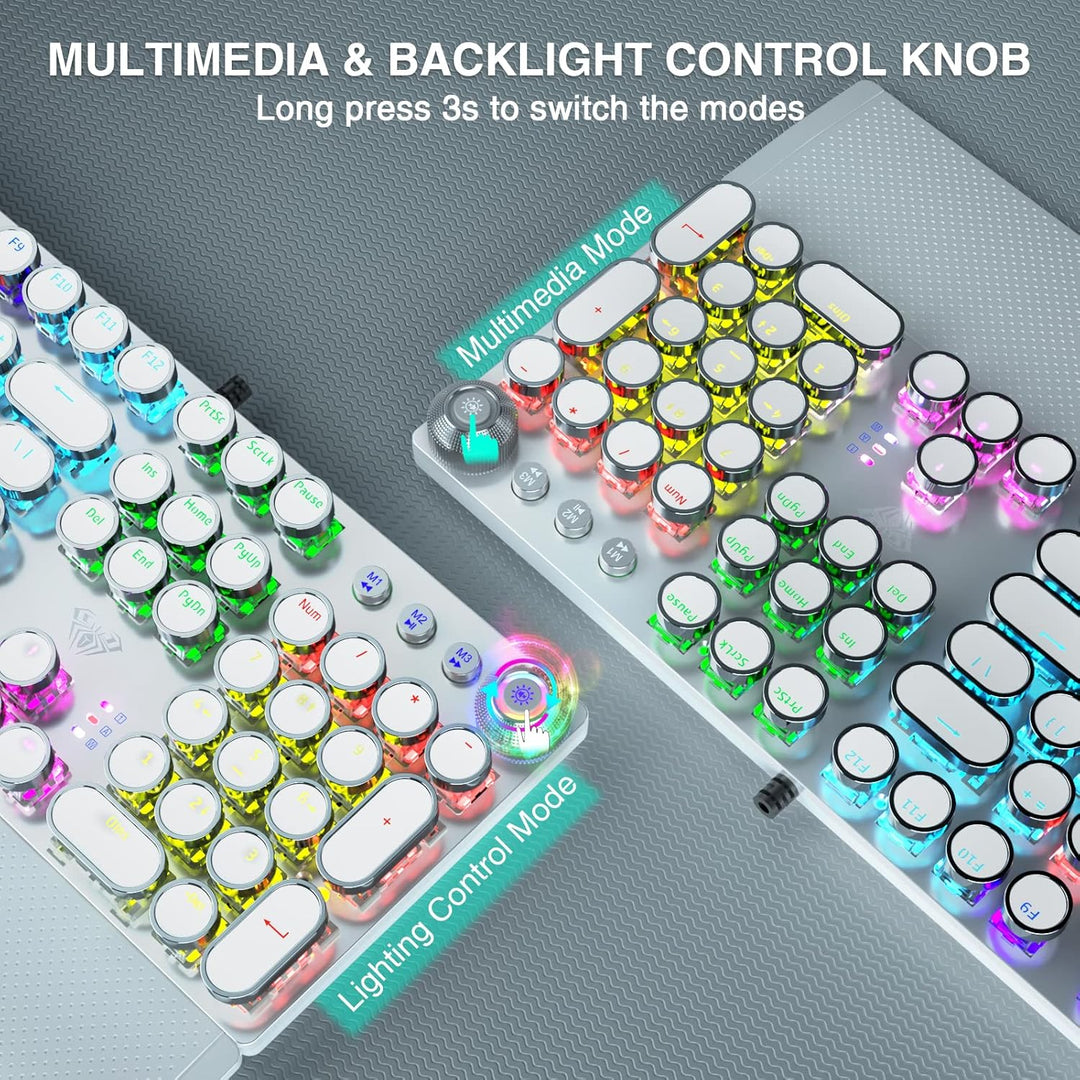 AULA F2088 Teclado mecánico para juegos estilo máquina de escribir,...